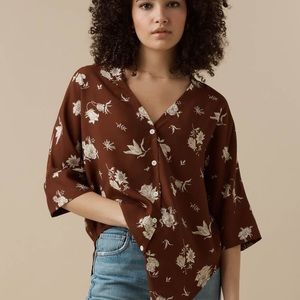 Vetta Capsule Boyfriend Shirt Limited Edition Brown Floral Size XS